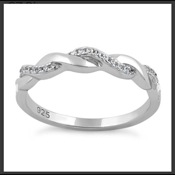 Sterling Silver Braided Clear CZ Ring - Picture 6 of 8